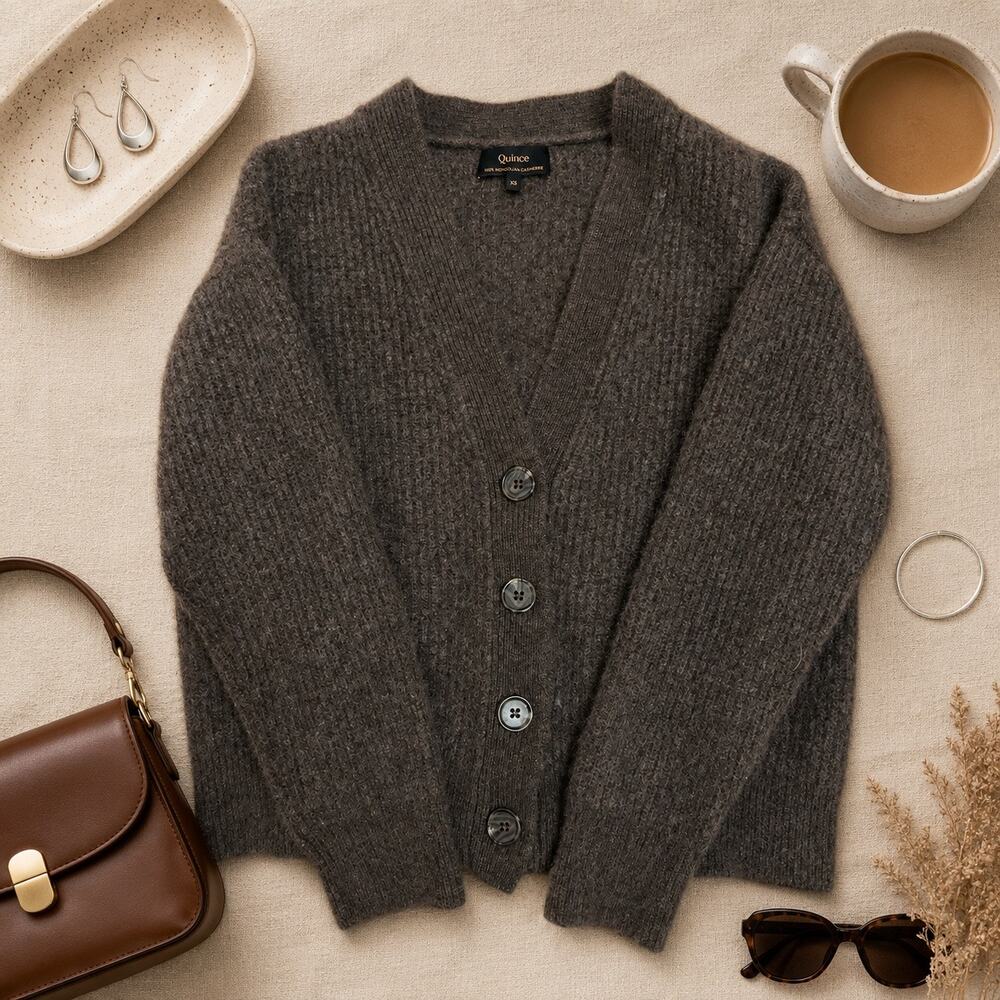 Quince 100% Mongolian Cashmere Ribbed Cardigan